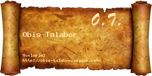Obis Talabor névjegykártya